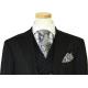 Extrema Black With Chalk Stripes Super 140's Wool Vested Suit HA00210